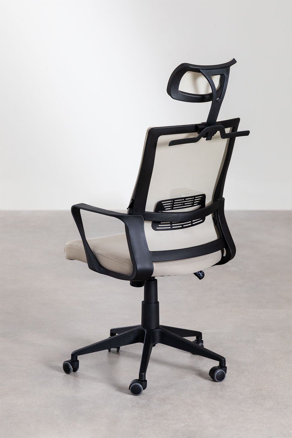 Office chair with wheels and polypropylene headrest Teill Black, gallery image 4