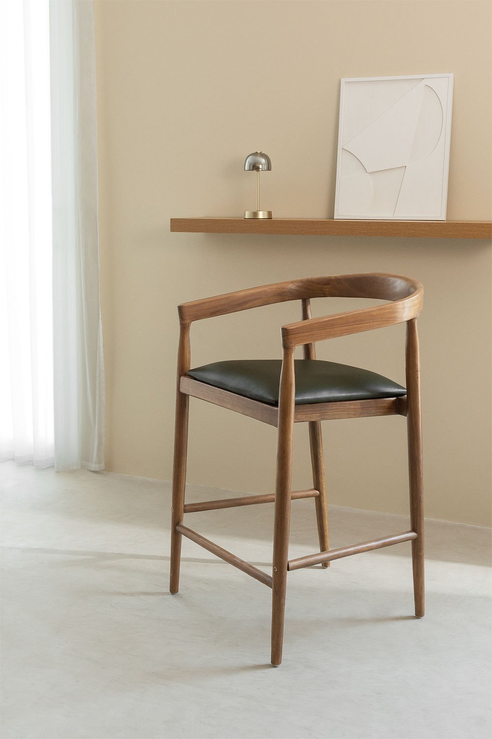 High Leather Stool (70 cm) Visby, gallery image 1
