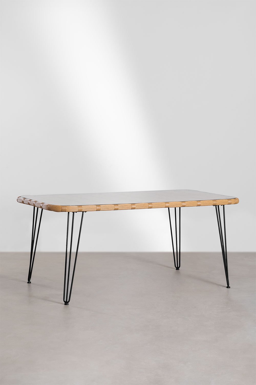 Leribert rectangular dining table in synthetic wicker (180x90 cm) , gallery image 3