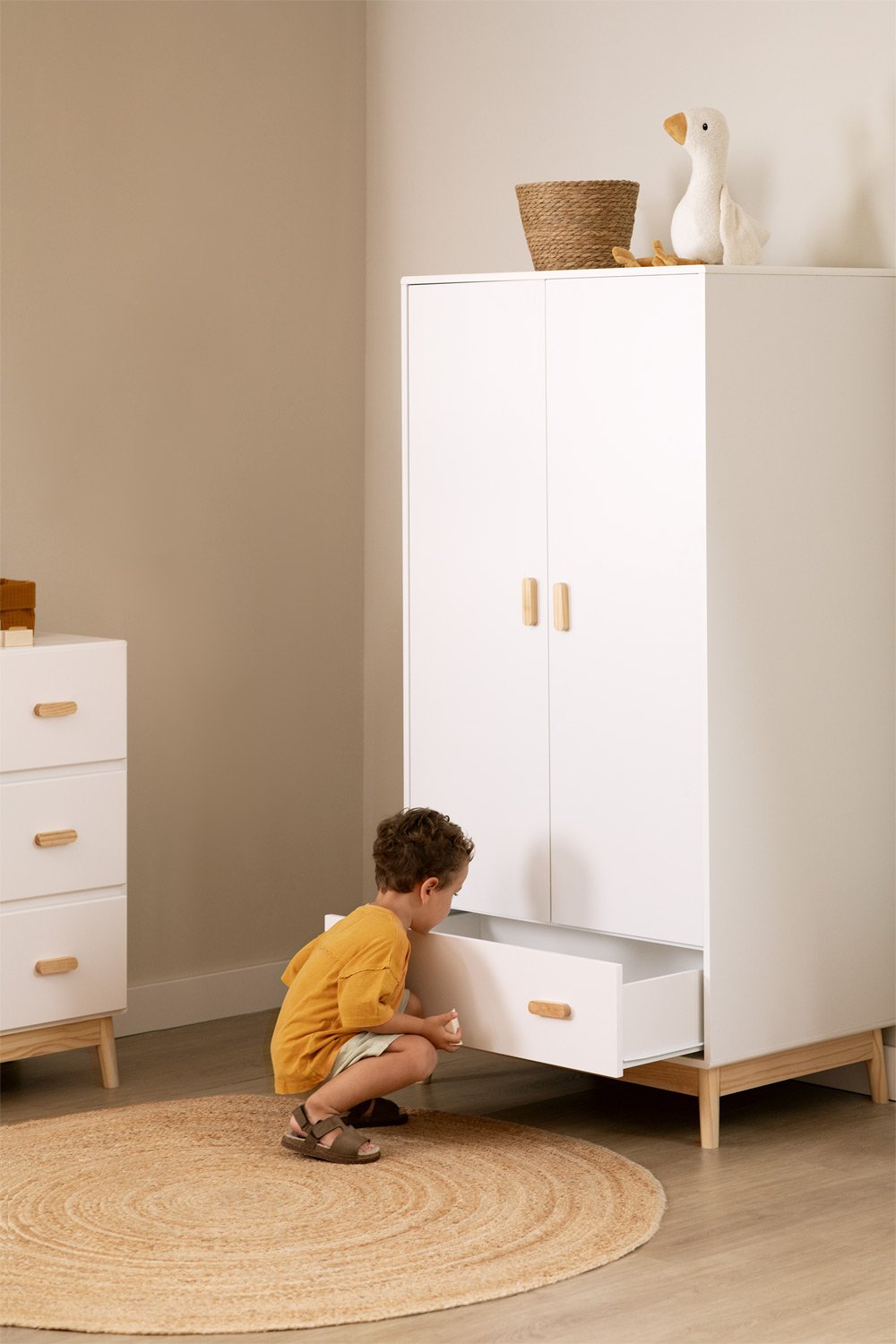 Wardrobe with Drawer in MDF Tom Kids, gallery image 1