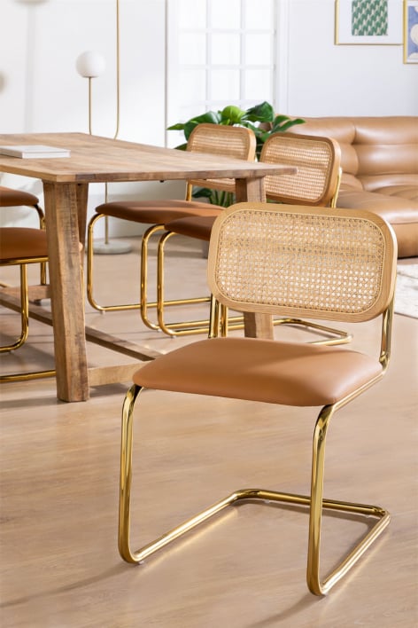 Leatherette Dining Chair Tento Gold Style