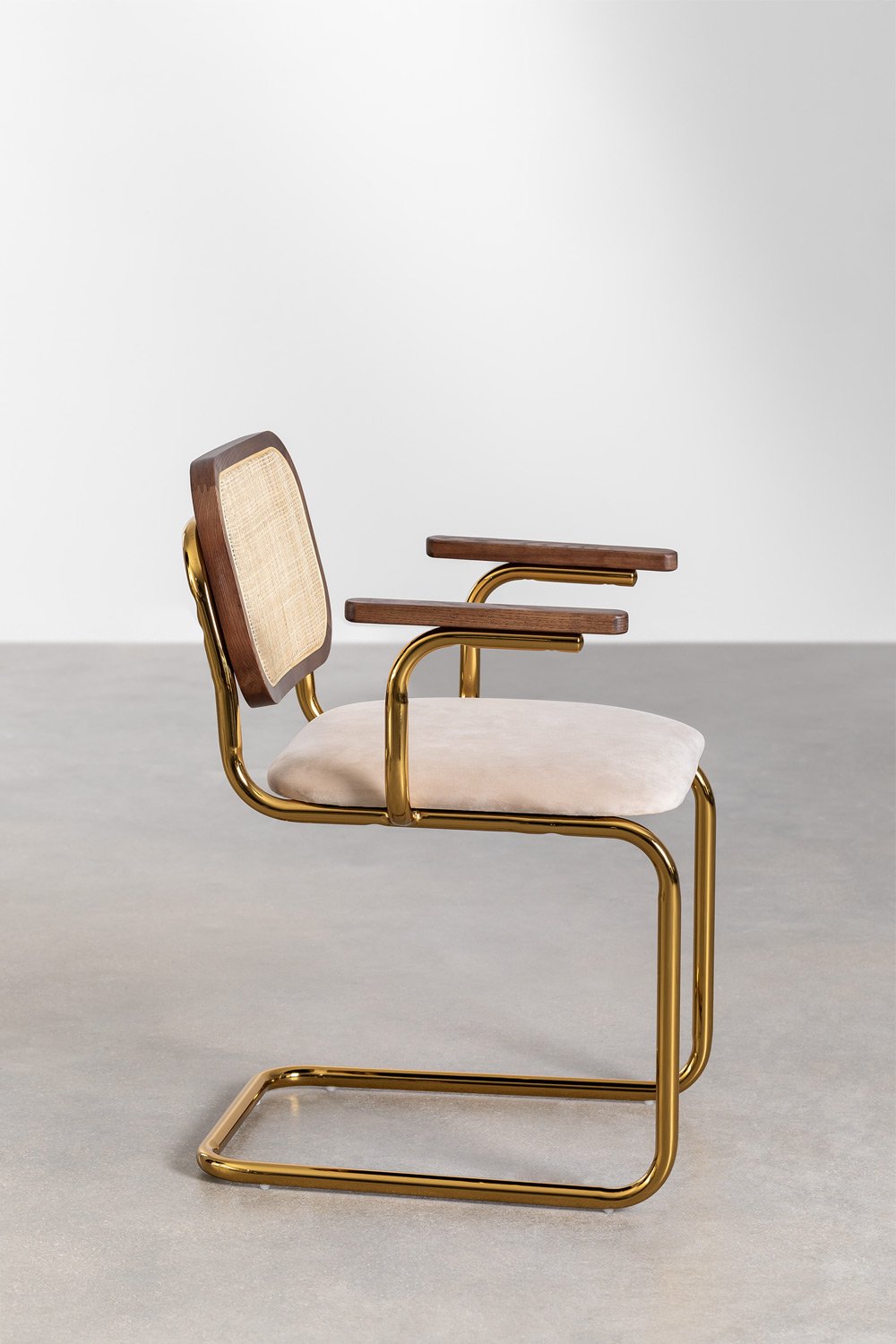 Tento Gold Vintage rattan dining chair with armrests, gallery image 3