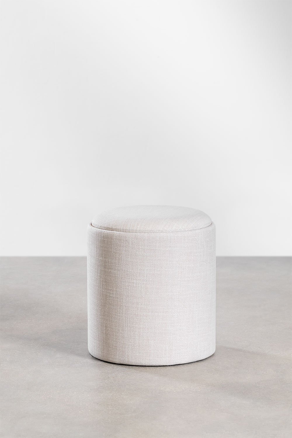 Berkeleni round upholstered pouf with tray and storage, gallery image 3