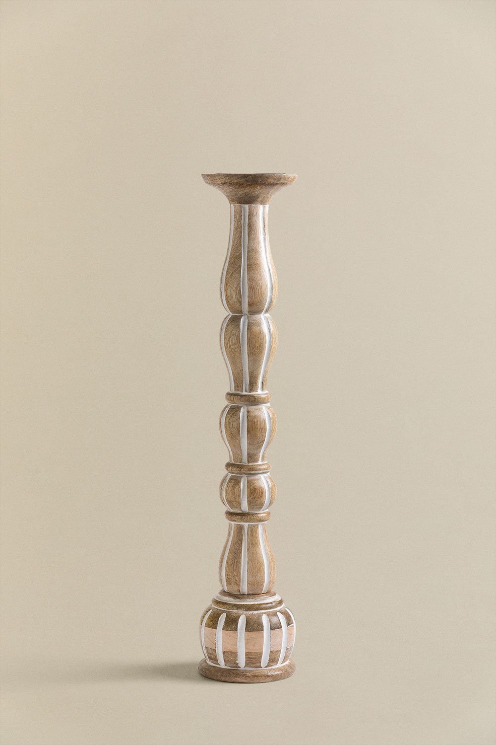 Candlestick in mango wood Trevelyn, gallery image 2