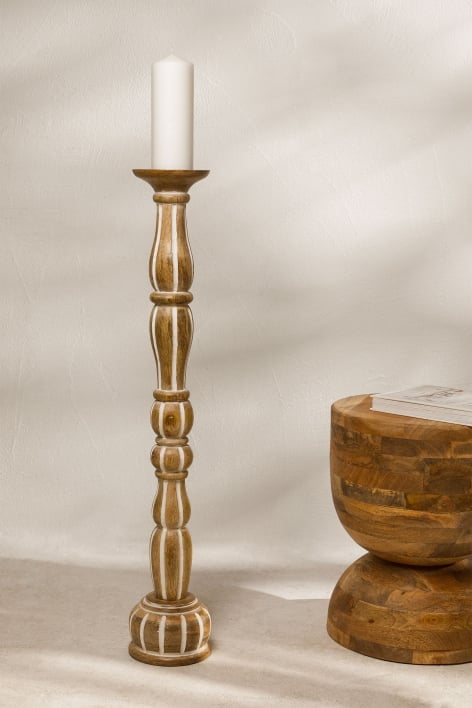 Candlestick in mango wood Trevelyn