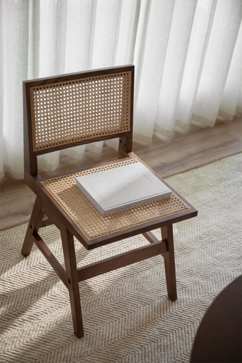 Dining Chair in Ash Wood and Rattan Lali