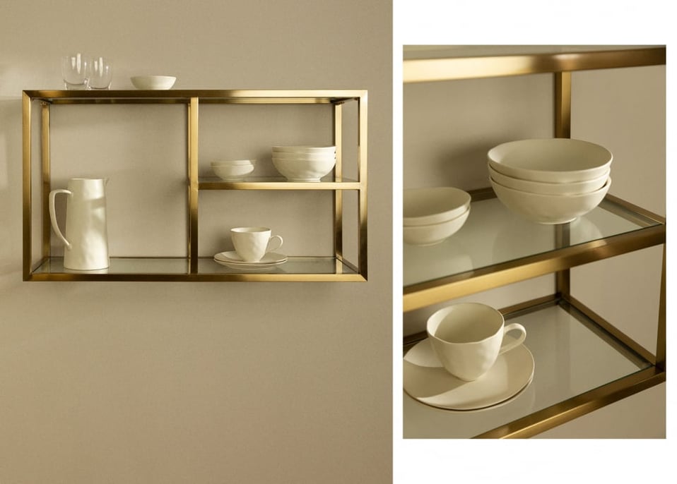 Glass & Steel Wall Shelf Amelia