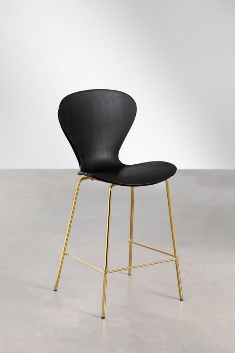 High stool 65 cm in black polypropylene and gold iron legs Uit
