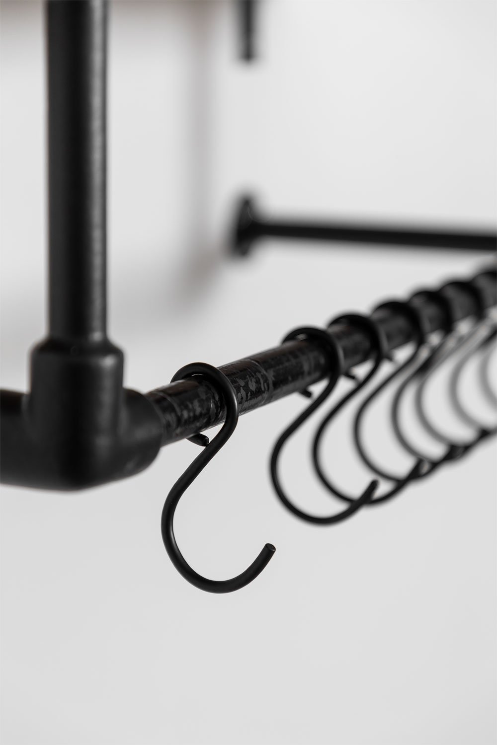 Wall mounted coat rack with shelf in mango wood and steel Jensin, gallery image 4