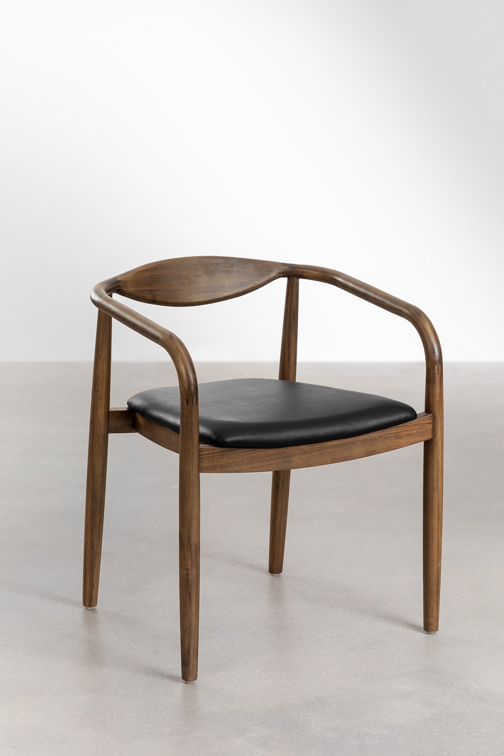 Mallory acacia wood & leatherette dining chair, gallery image 2