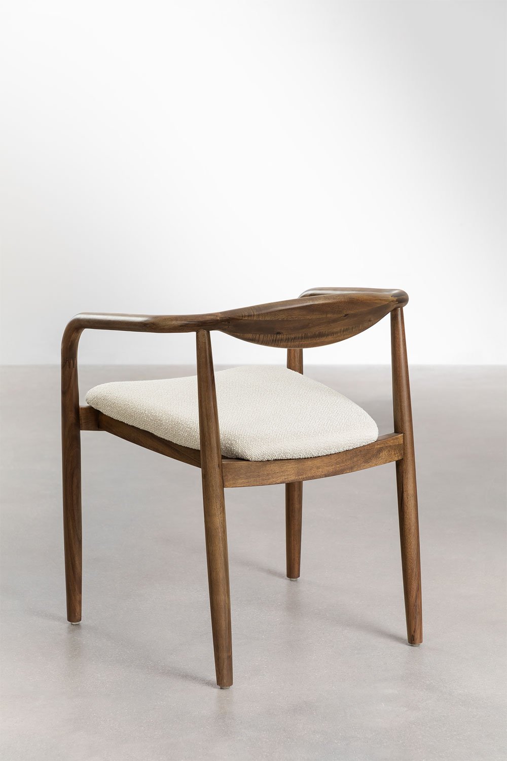 Mallory acacia wood and bouclé fabric dining chair, gallery image 5