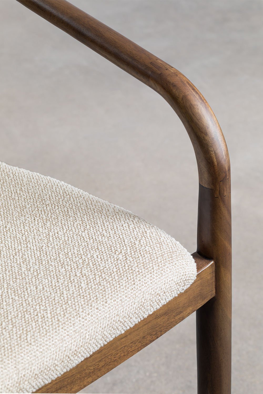 Pack of 4 dining chairs in acacia wood and bouclé fabric Mallory, gallery image 7