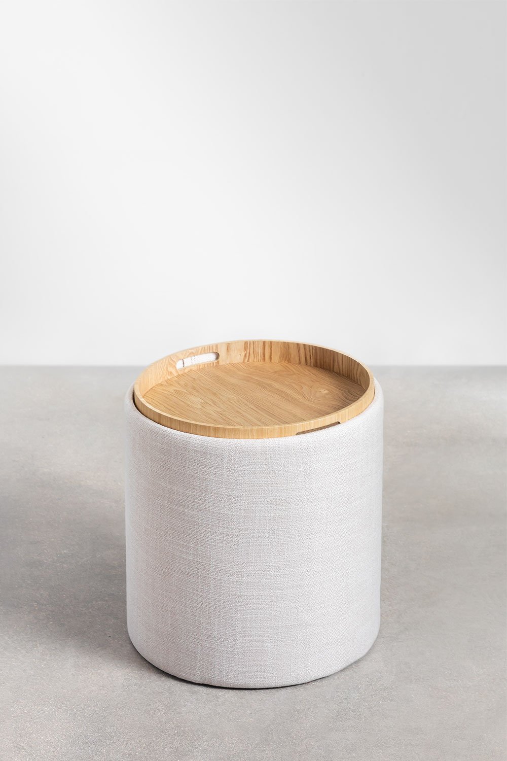 Berkeleni round upholstered side table with tray and storage, Ø40 cm, gallery image 3