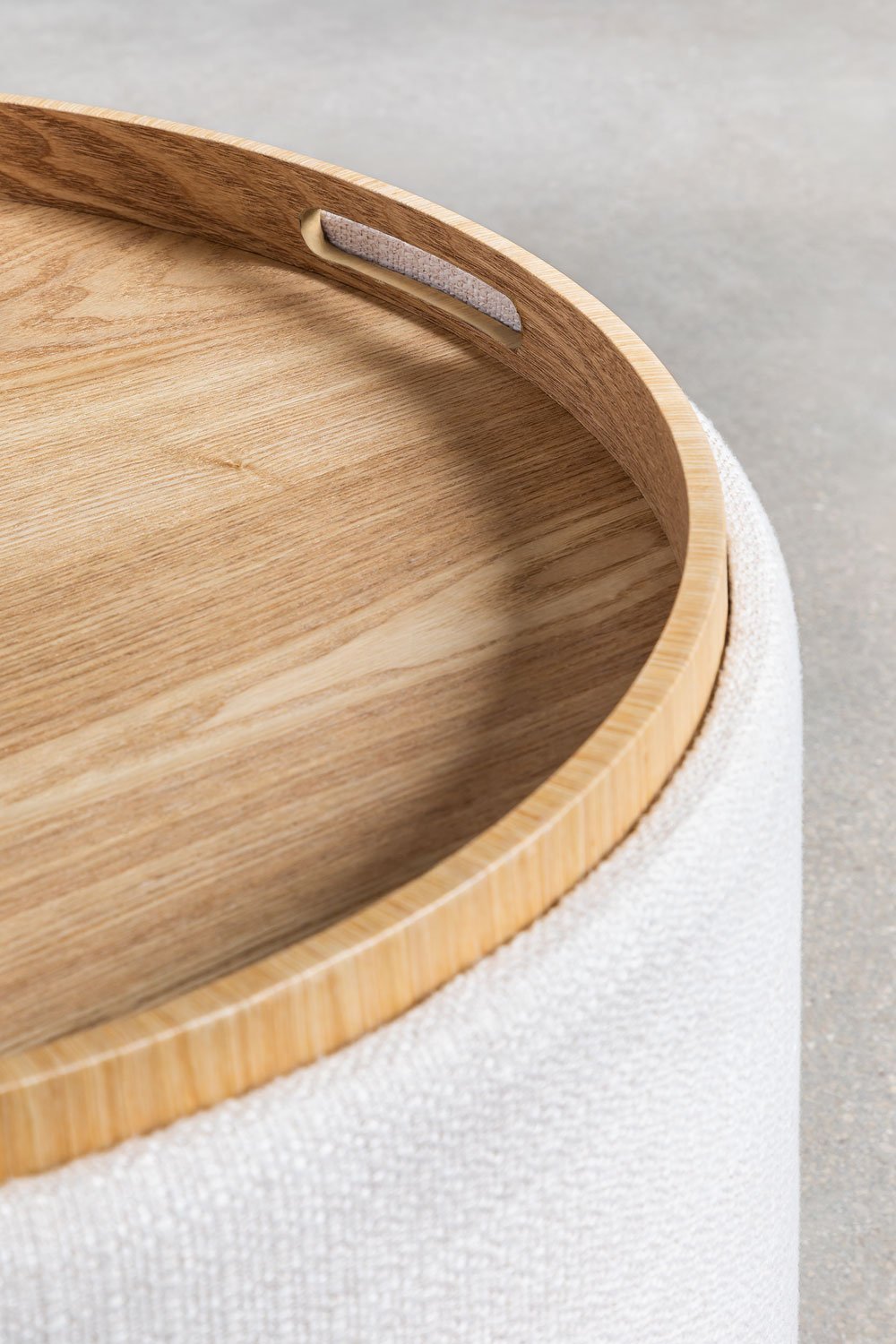 Berkeleni round upholstered coffee table with tray and storage, gallery image 5