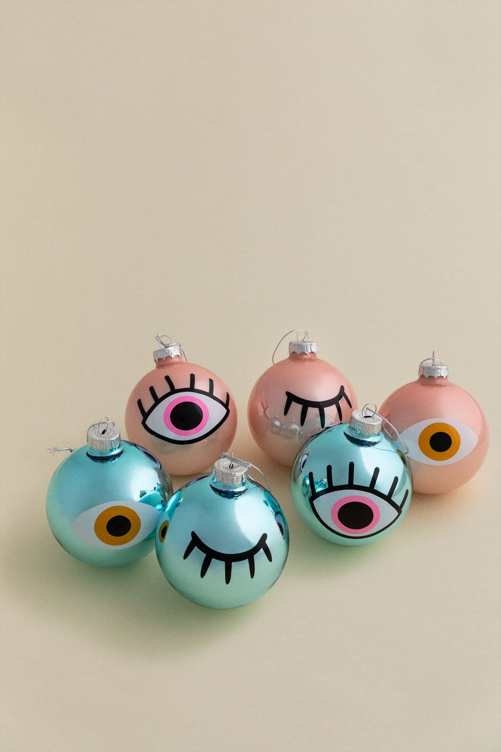 Set of 6 Christmas Ornaments Eyes, gallery image 1