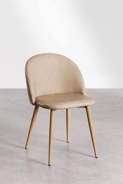Kana leatherette upholstered dining chair - Brown Wheat