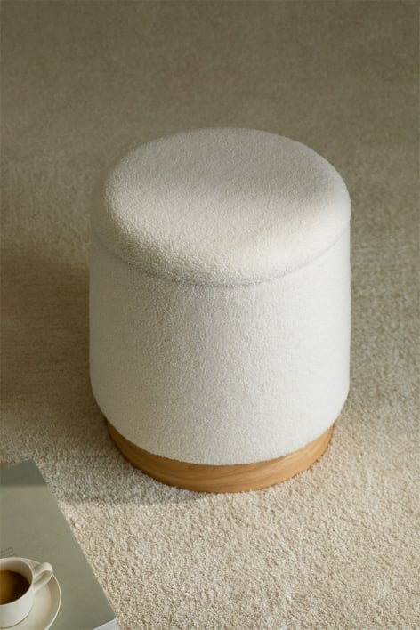 Mineyster shearling round storage pouffe