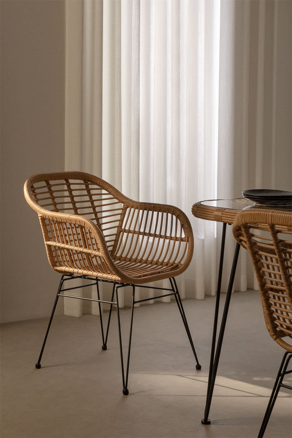Zole Synthetic Rattan Dining Chair, gallery image 1