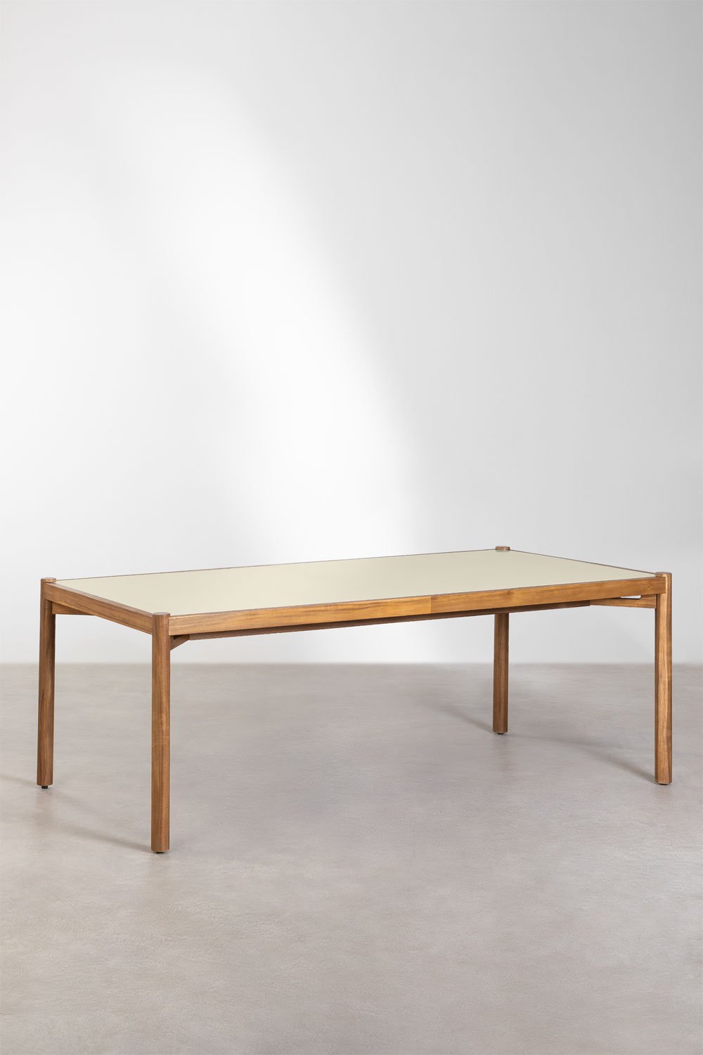 Rectangular Garden Table in Cement and Acacia Wood (210x100 cm) Gamila, gallery image 2