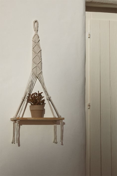 Donovan macrame tapestry wall shelf