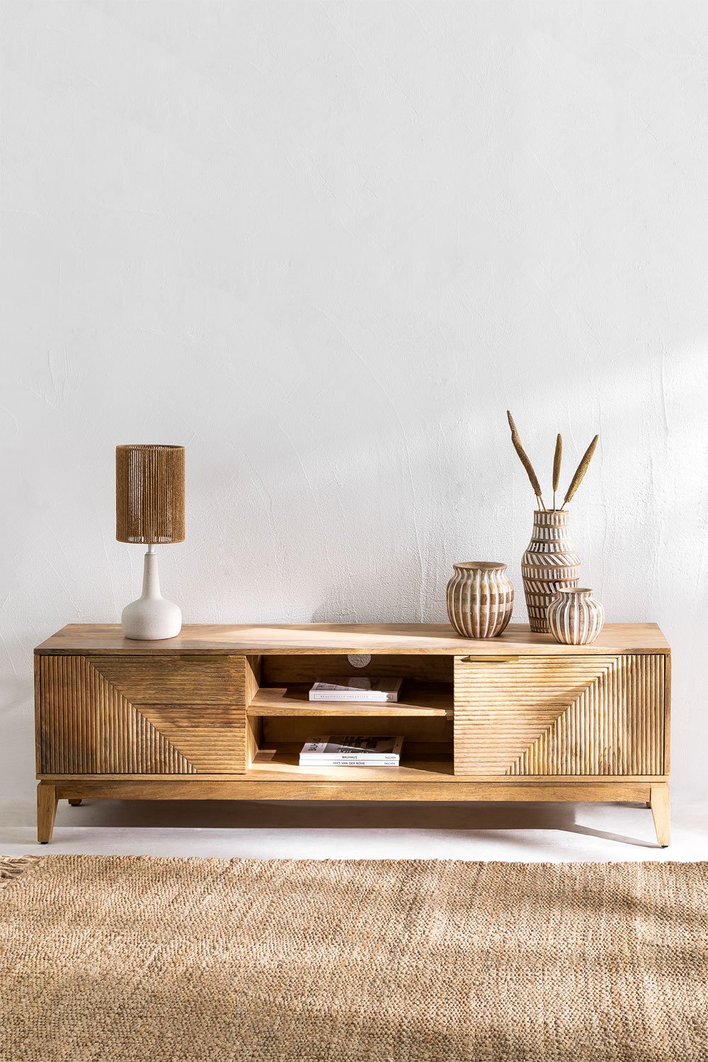 Wood tv deals credenza