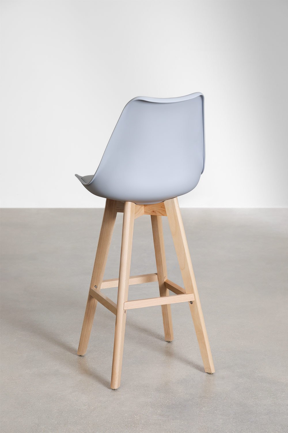 4-Pack high stools 75 cm with dolphin grey faux leather cushion Nordic, gallery image 3
