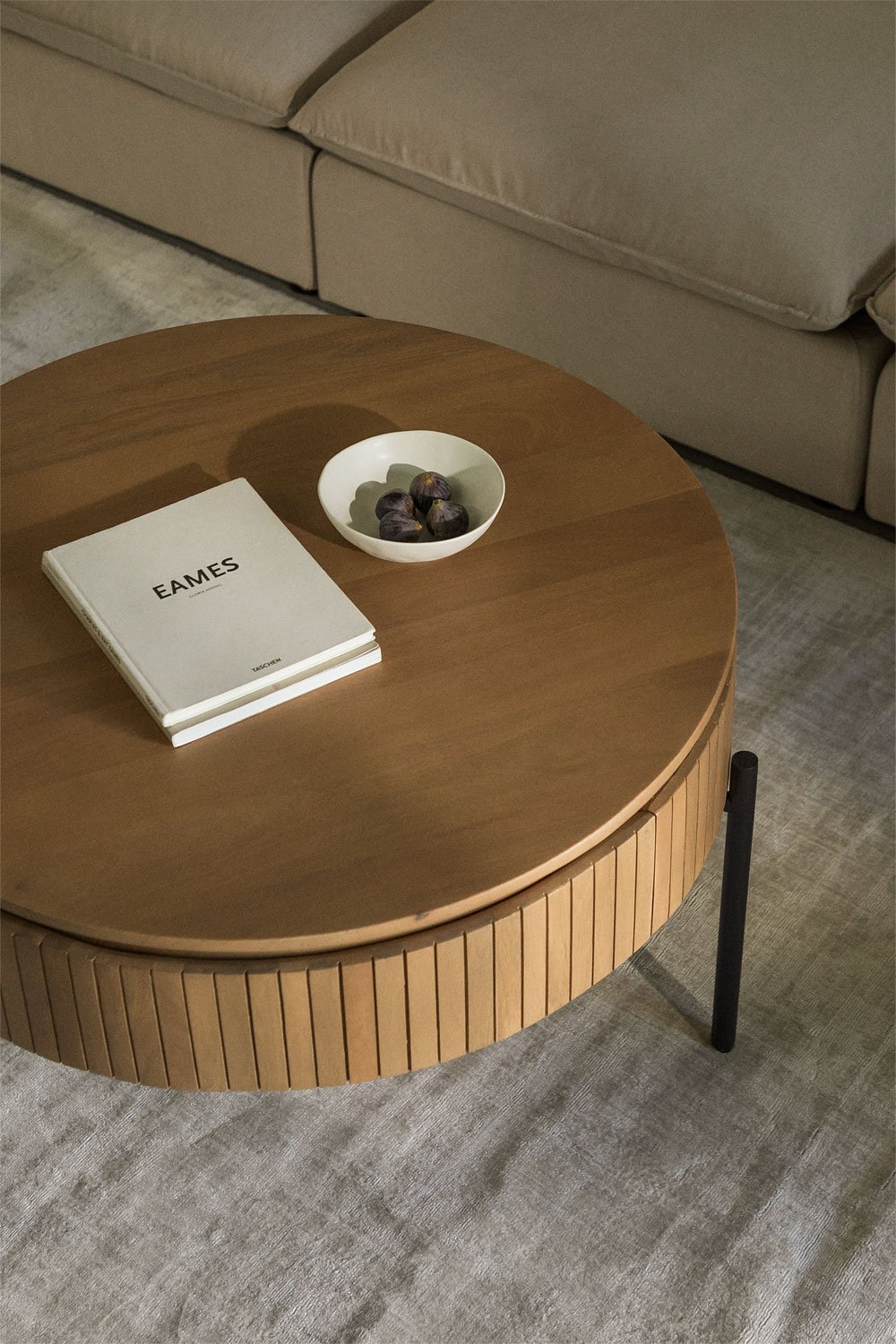 Analis Round Mango Wood Coffee Table, gallery image 1