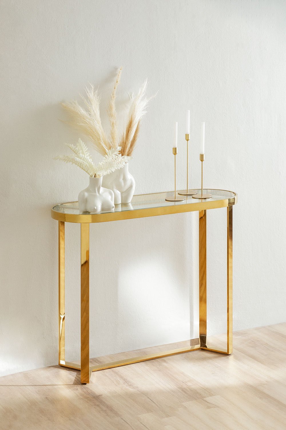 Glass & Steel Console Table Amelia, gallery image 1