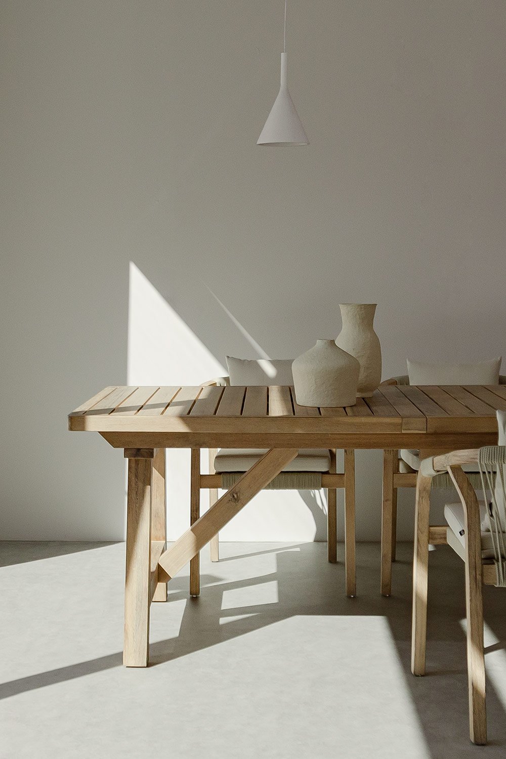 Rectangular Extendable Dining Table in Acacia Wood (200-300x100 cm) Dubai, gallery image 1