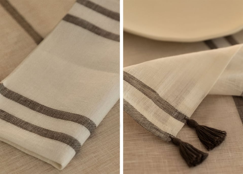 Set of 2 Isabella linen napkins - Gardenia White