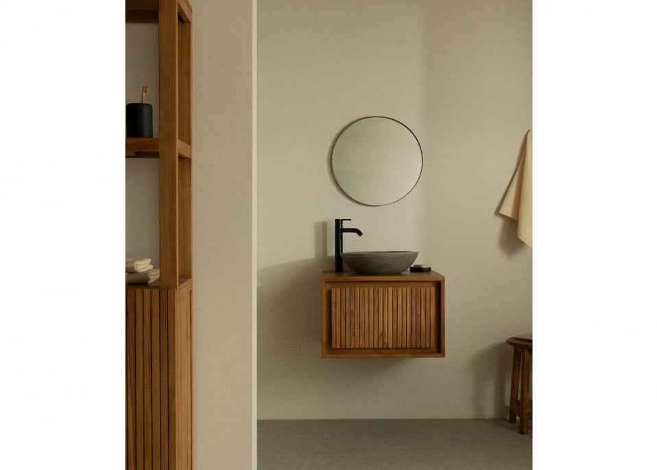 Melvil teak wall-mounted bathroom cabinet