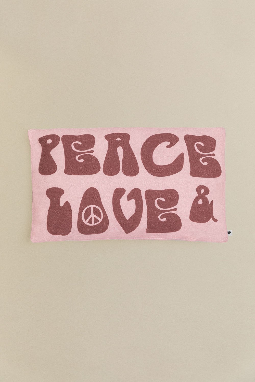 Peace & Love rectangular cotton cushion cover (30 x 50 cm) , gallery image 1