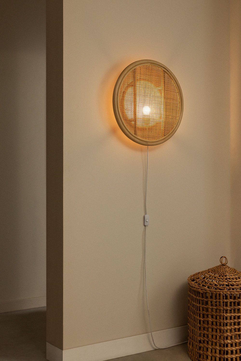 Estibaliz rattan wall lamp, gallery image 2