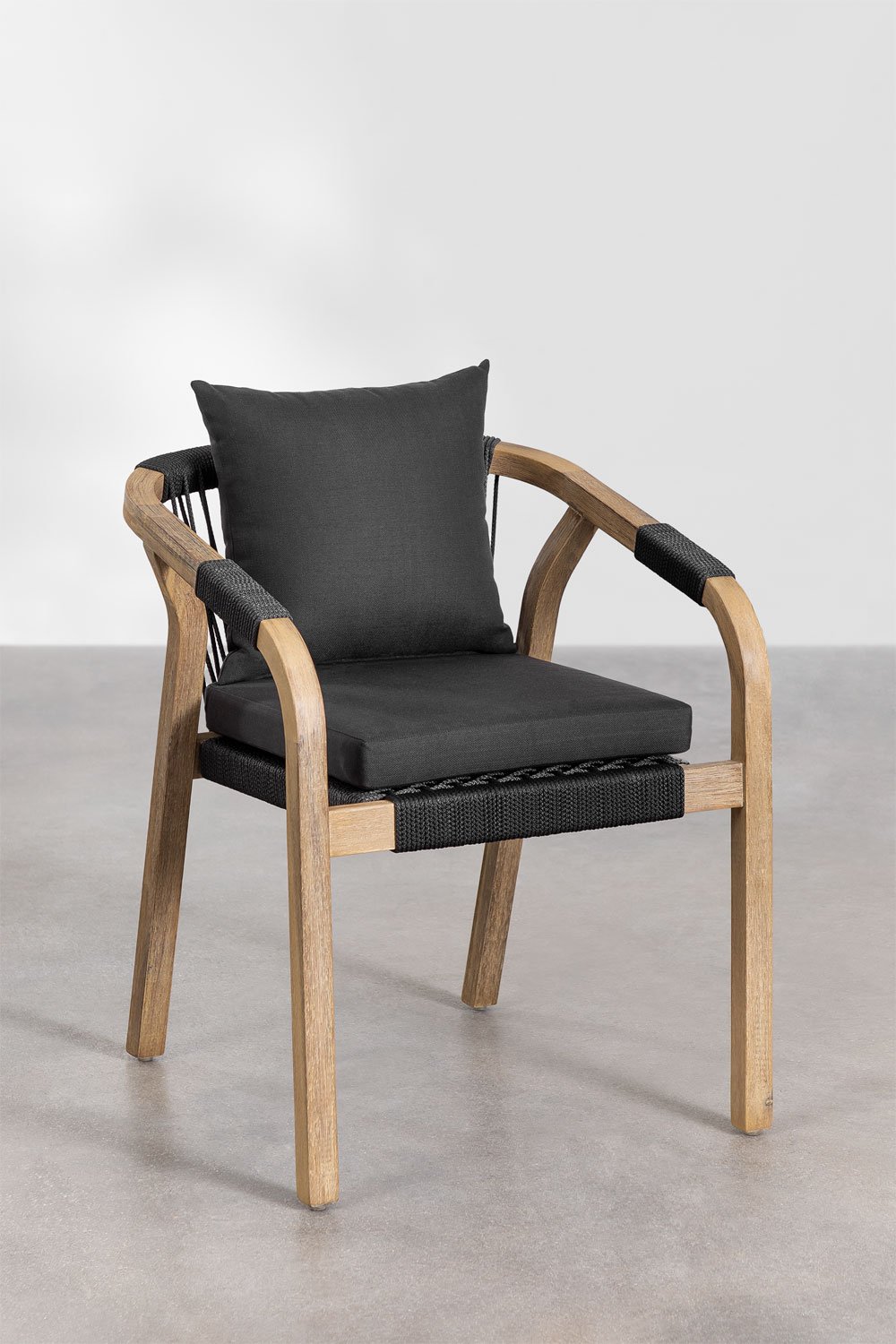 Acacia wood dining chair with armrests Dubai, gallery image 2