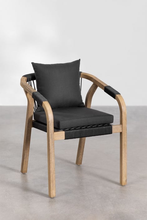 Pack of 2 Garden Chairs with Armrests in Acacia Wood Dubai