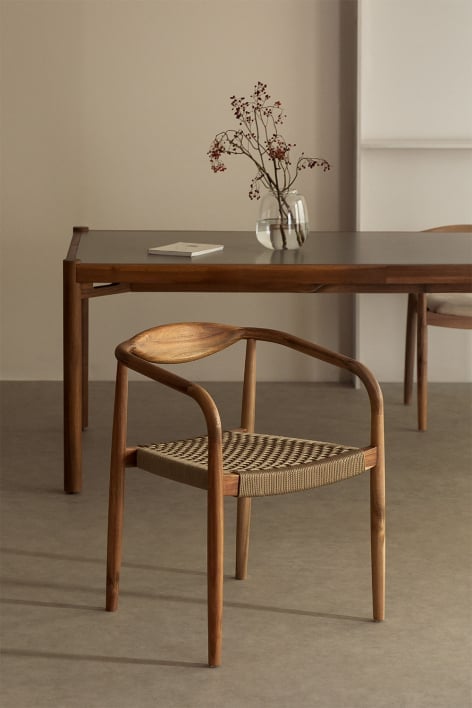 Mallory acacia wood braided seat dining chair