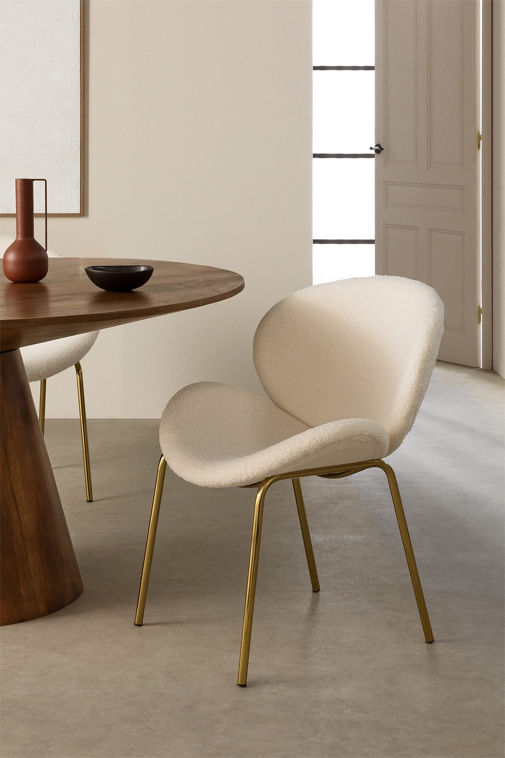 Dining Chair Upholstered in Chenille Fior, gallery image 1