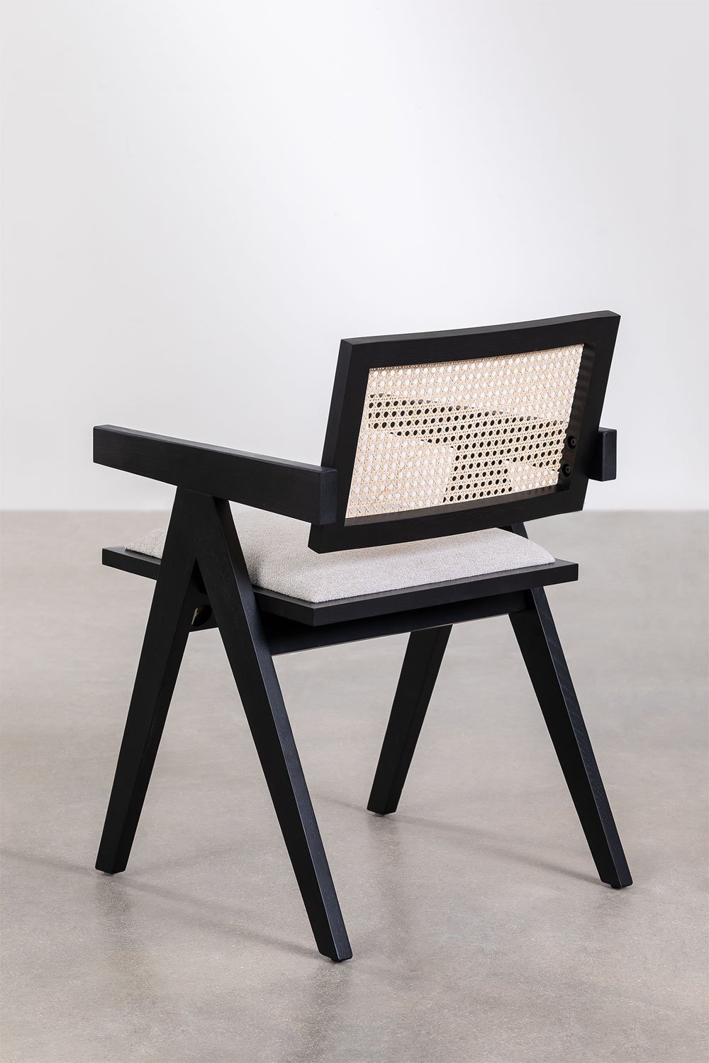 Ash wood dining chair upholstered with armrests Lali, gallery image 6