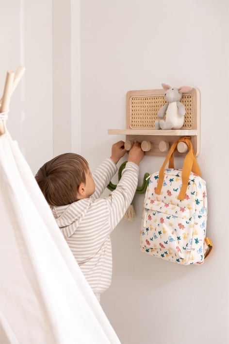 Rattan Wall Coat Rack with Shelf Riley