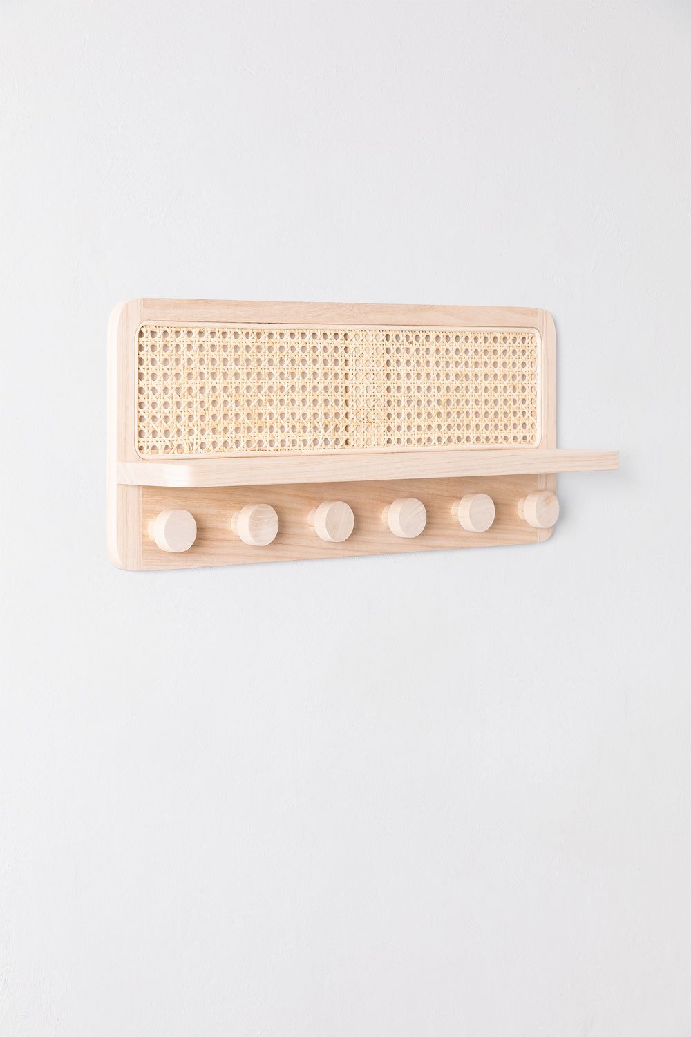 Rattan Wall Coat Rack with Shelf Riley , gallery image 2