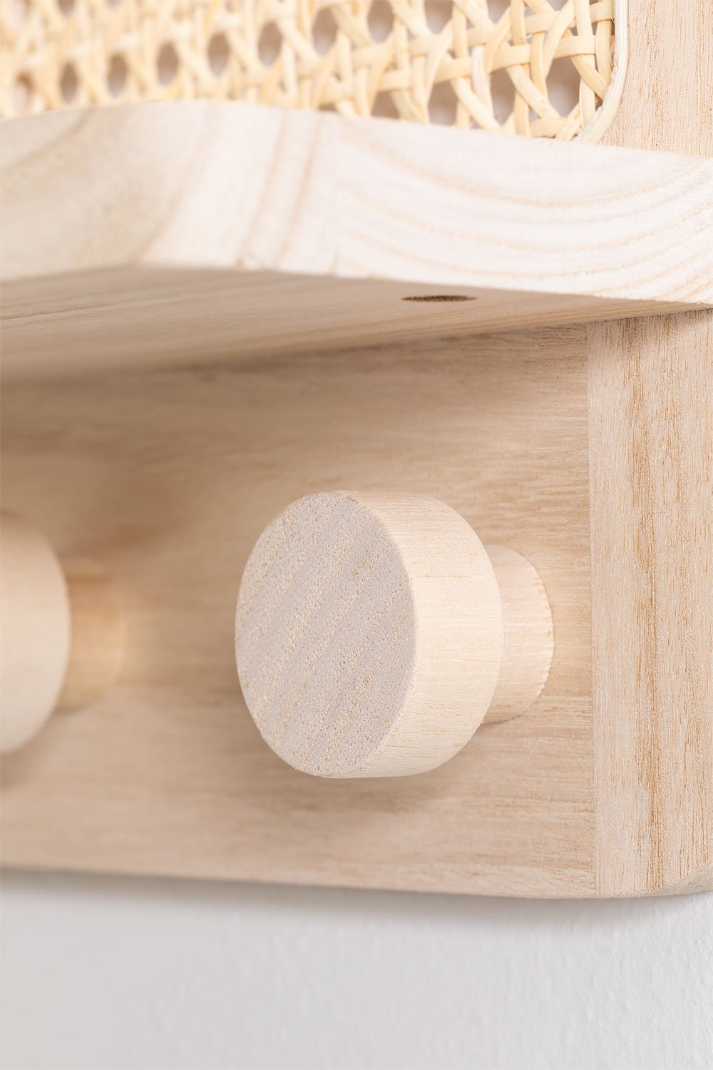 Rattan Wall Coat Rack with Shelf Riley , gallery image 5