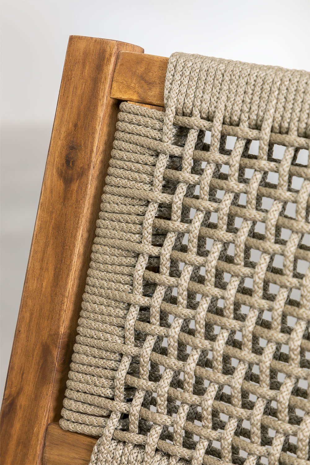 Tenay Square garden chair with acacia wood armrests and braided rope, gallery image 8