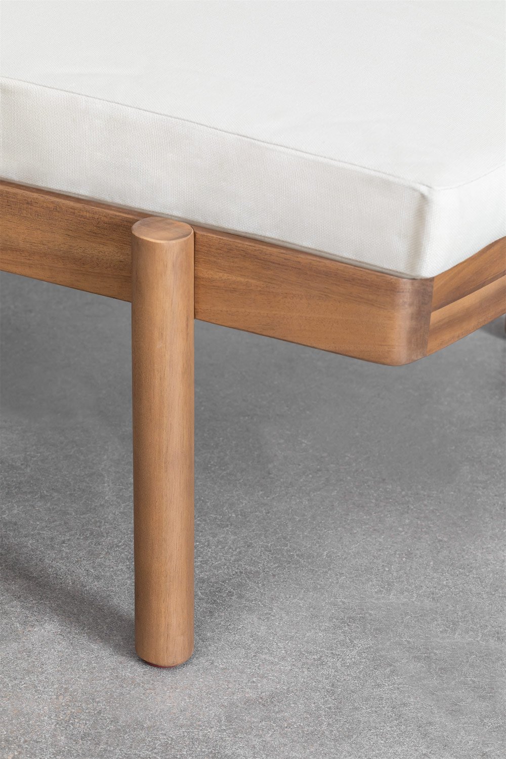 Reclining lounger in acacia wood with Aderyn cushion, gallery image 9