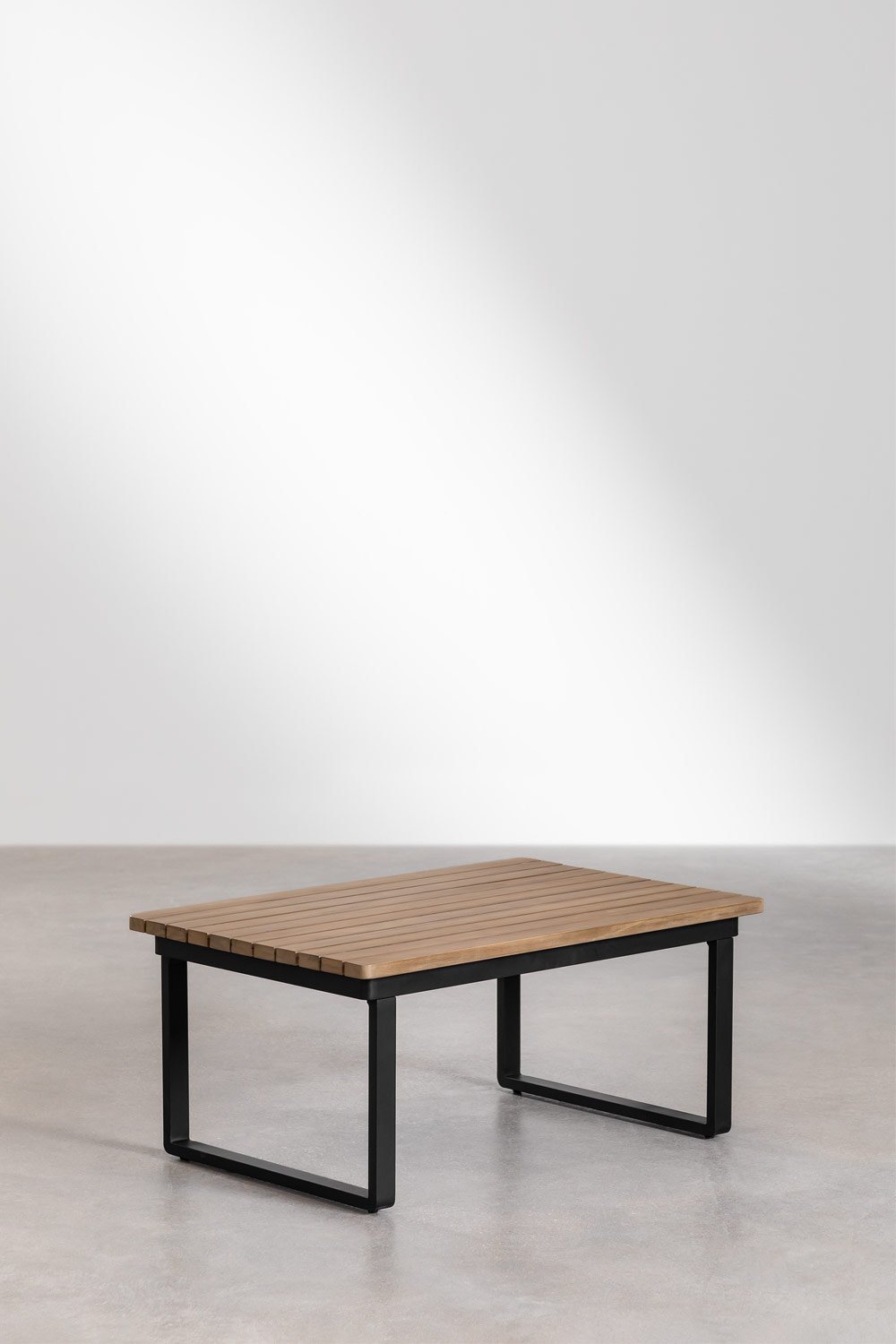 Rectangular Garden Coffee Table in Aluminum and Acacia Wood (90x60 cm) Giselle, gallery image 2