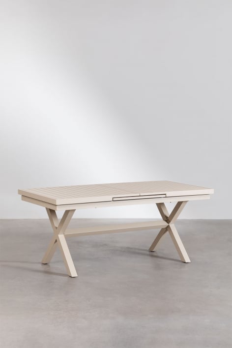 Extendable Rectangular Aluminum Dining Table (180-240x90 cm) Karena - Tapioca Beige