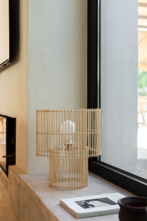 Felicia Rattan and Metal Table Lamp