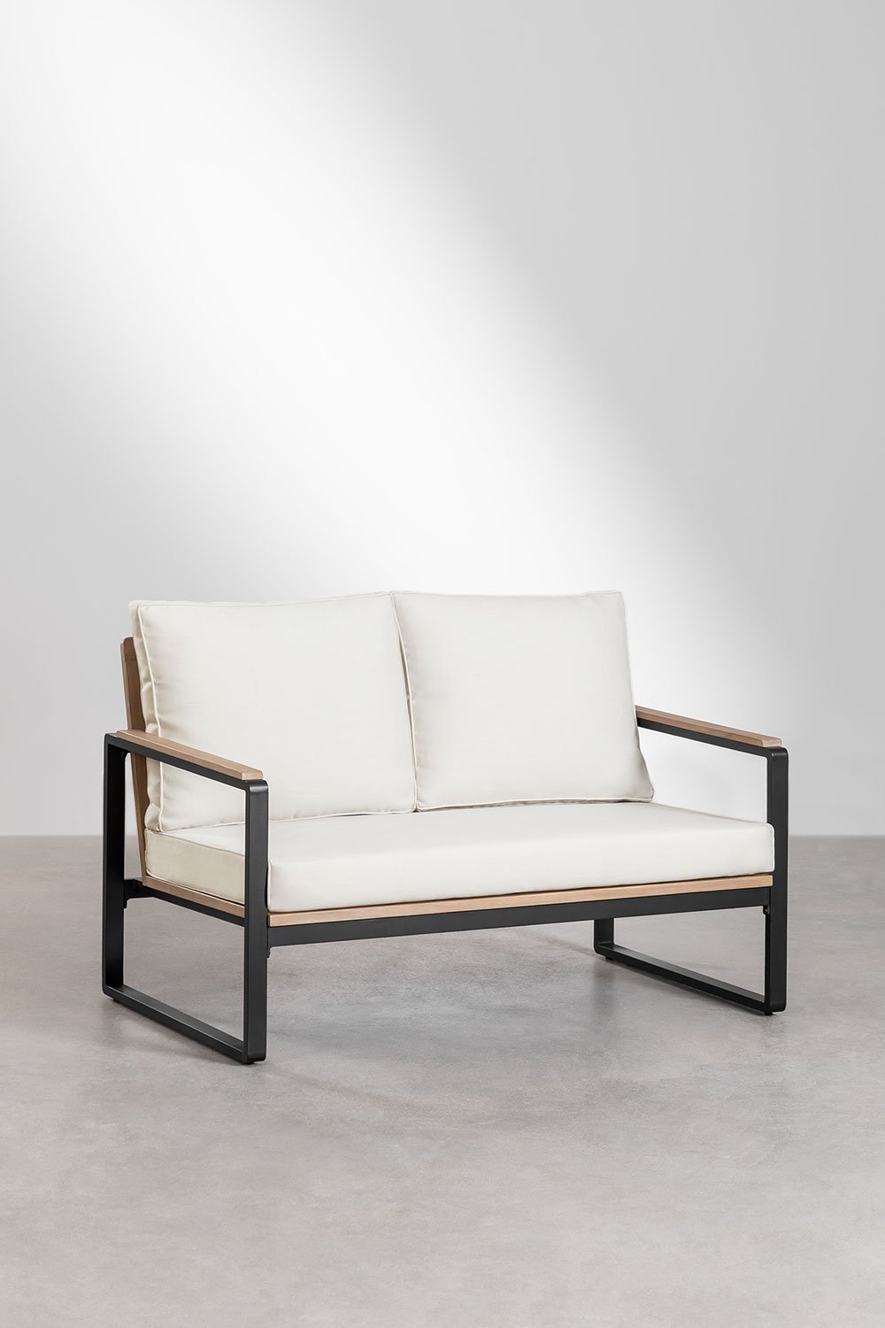 2 Seater Garden Sofa in Aluminum and Acacia Wood Giselle, gallery image 3