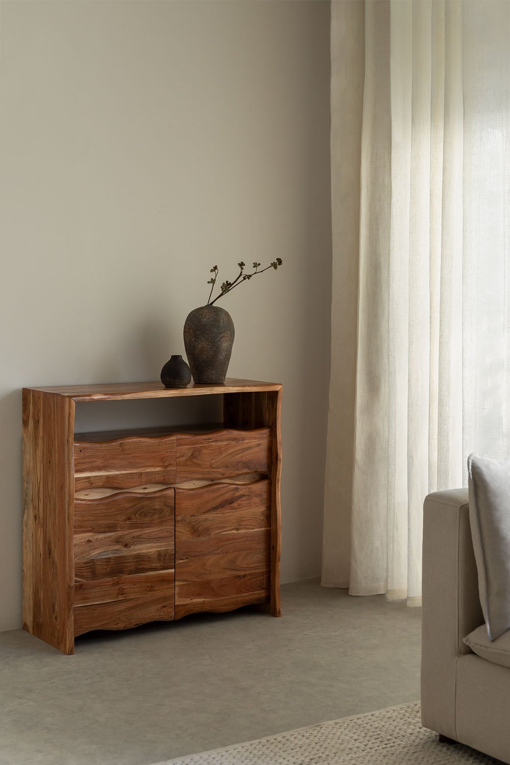 Yago Acacia Wood Sideboard with Drawers, gallery image 1