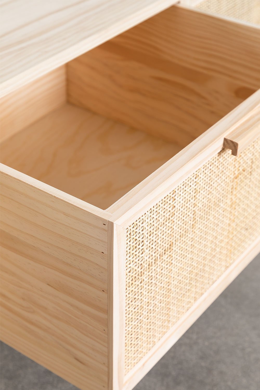 Reyna 135x45 cm TV cabinet in rattan and wood, gallery image 5