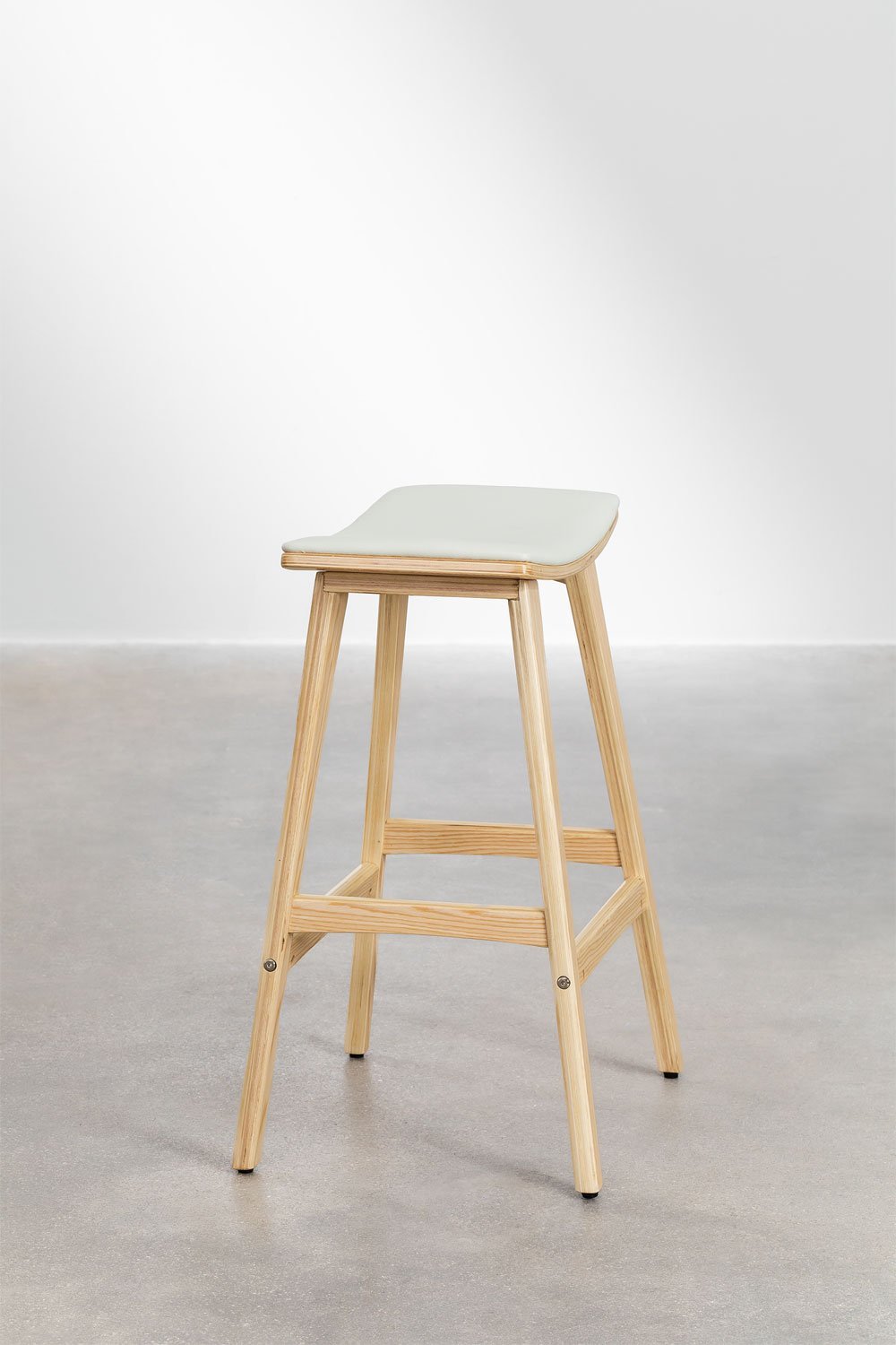 Lorete 65cm high stool in wood and leatherette, gallery image 3